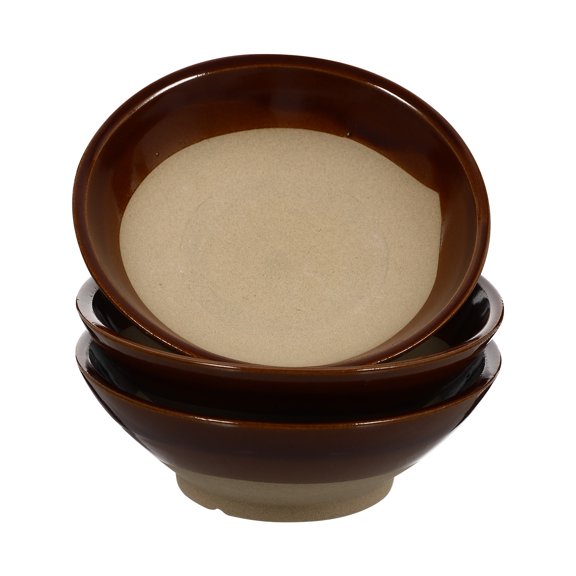 Toyandona 3Pcs Sturdy Ceramic Wine Bowls Brown for Restaurant and Home Table Use