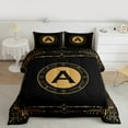 thumbnail image 2 of Manfei Letter A Monogrammed Bedding Comforter Set,Retro Boho Geometric Twin Comforter Sets,Gold Black Bedding Set For Child,Microfiber Room Decorative Reversible,2-Piece, 2 of 8