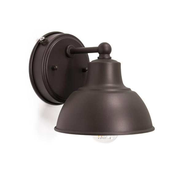 CORAMDEO Oakhouse Dusk to Dawn 6 Barn Light Outdoor Farmhouse Porch Wall Fixture in Rustic Bronze Finish & White Reflective Interior Photocell Sensor activates Fixture Automatically Wet Location