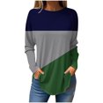 thumbnail image 1 of AherBiu Women Long Sleeve Shirts Oversized Fall Loose Fitted Tops Casual Color Block Comfy Shirt, 1 of 5