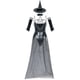 thumbnail image 3 of Lucakuins Disfraz de bruja de Halloween para mujer, mono negro con sombrero, falda, mangas para fiesta de Halloween Lucakuins  moda, 3 of 4
