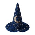thumbnail image 2 of Witch Hat, Wizard Hat, Halloween Costumes for Adults，Personalized Costume Accessory, Wide Brim Spire Cap, One Size Fits All for Cosplay Costume Daily Party Masquerade Navy, 2 of 4