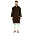 thumbnail image 1 of Atasi Indian Mens 2 Piece Kurta Pajama Set Henley NeckCasual Long Kurta, 1 of 7