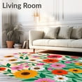 thumbnail image 2 of ODIKA 6'x9' Machine Washable Non-Slip Area Rug, Artisan Crochet Blossom Patch Handicraft Festive Sofa Display High Traffic Rug with Pad, Green, 620794, 2 of 8