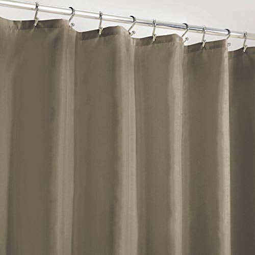 Mildew Resistant mDesign Extra Long Water Repellent Weighted Bottom Hem for Bathroom Shower and Bathtub 72 x 96 Heavy Duty Flat Weave Fabric Shower Curtain Liner Cloud Gray 