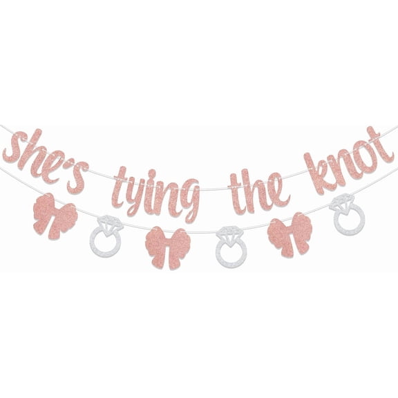 She's Tying The Knot Banner, Bridal Shower Banner, She's Tying The Knot Decorations, Bow Themed Bridal Shower Engagement Bachelorette Party Decorations Supplies Rose Gold
