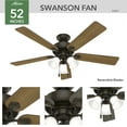 thumbnail image 2 of Hunter 52 inch Indoor Ceiling Fan with LED Lights - Bronze Ceiling Fan with Pull Chain, For Bedroom, Living Room, or Kitchen, Standard Mount, No Remote, 5 Blades - Swanson 50887, New Bronze, 2 of 14