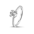 thumbnail image 2 of Eloya Jewel 14K White Gold Plated Wedding Ring - 1.81 Ct Round Cut Moissanite Engagement Ring - Elegant Ring for Her - Ideal Surprise Gift for Graduation - Perfect Anniversary Jewelry, 2 of 3