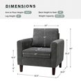 thumbnail image 7 of Comfy Velvet Fabric Club Chairs Set of 2 Upholstered Accent Armchairs Lounge Sofa Removable Backrest Wood Legs Home Living Room Grey, 7 of 7