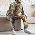 thumbnail image 7 of Naloa Sunshine Cloud Cute Cat Men’s Pajamas Set - Long Sleeve Button Down Sleep Shirt and Pajama Bottoms Sleepwear Set-X-Large, 7 of 7