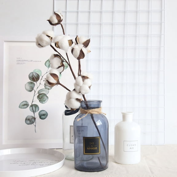 Cotton Stems 10 Bolls / Bunch 21" Natural Dried Flower Filler Deractive Cotton Floral for Vase Livingroom Bedroom Decor