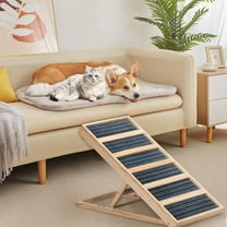 Folding Dog Ramp for Bed，Adjustable Dog Ramp of 4 Height from 16" to 24" with Anti-Slip Strips,Wooden Portable Pet Ramp for Car,Couch,Truck SUV,132lbs Capacity
