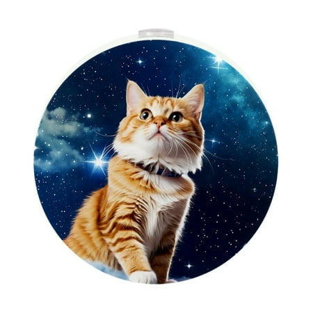 

LED Night Lights Plug into Wall 2-Pack 0.5W Plug in Night Light Dusk to Dawn White Bright Nightlight for Bedroom Bathroom Hallway Kitchen Galaxy Cat Blue Universe Starry Sky Milky Way Funny