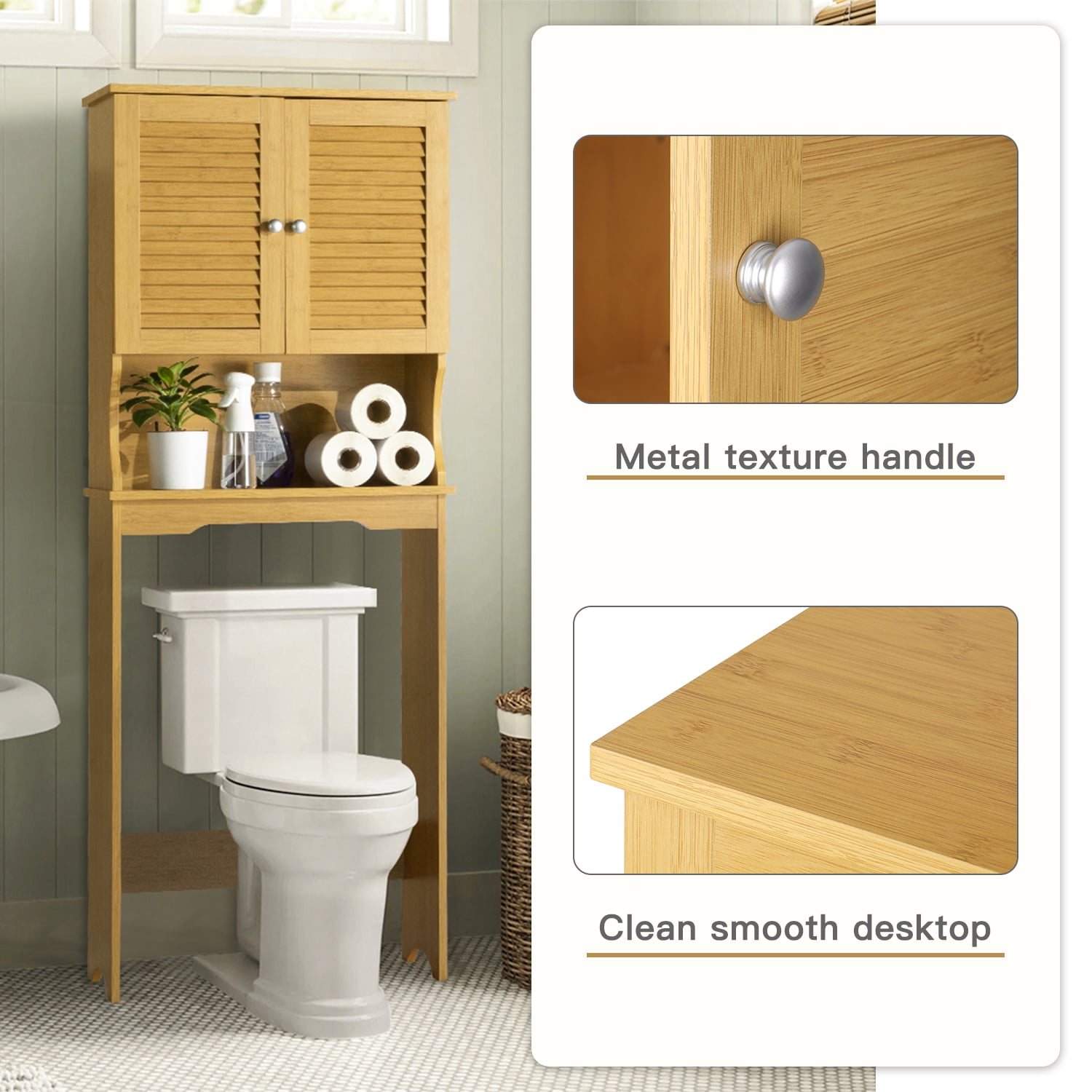 Kadyn Over The Toilet Storage Rack with Cabinet, Bathroom Space Saver with Open Shelf, Freestanding Bathroom Organizer, Rustic Brown Kadyn Over The Toilet Storage Rack with Cabinet, Bathroom Space Saver with Open Shelf, Freestanding Bathroom Organizer, Rustic Brown