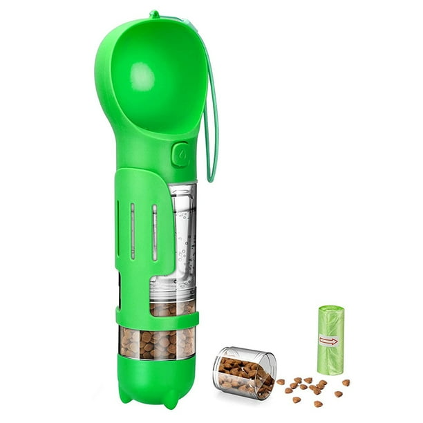 Botella de agua portátil para perros, a prueba de fugas, dispensador de agua para perros con función de beber y comer, dispensador de agua ligero para mascotas para pasear y viajar para