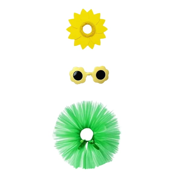 Sunflower Porch Goose Outfit Summer Goose Headwear Glasses Ballet Skirt for 23 Inch Goose Outdoor Garden