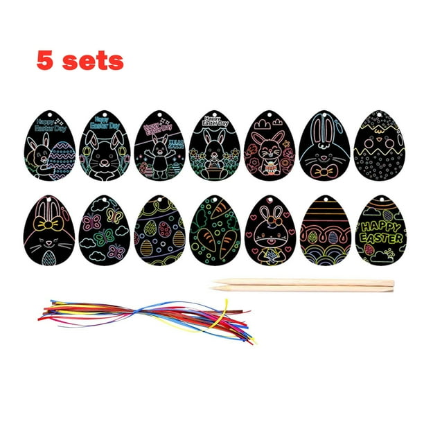 Home DIY Easter Scratch Paper Arts and Crafts for Kids 30 Pcs Scratch Art Set Supplies