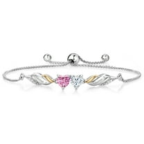 Gem Stone King 925 Silver and 10K Yellow Gold Bracelet for Women Pink and White Moissanite (0.94 Cttw) and Lab Grown Diamond