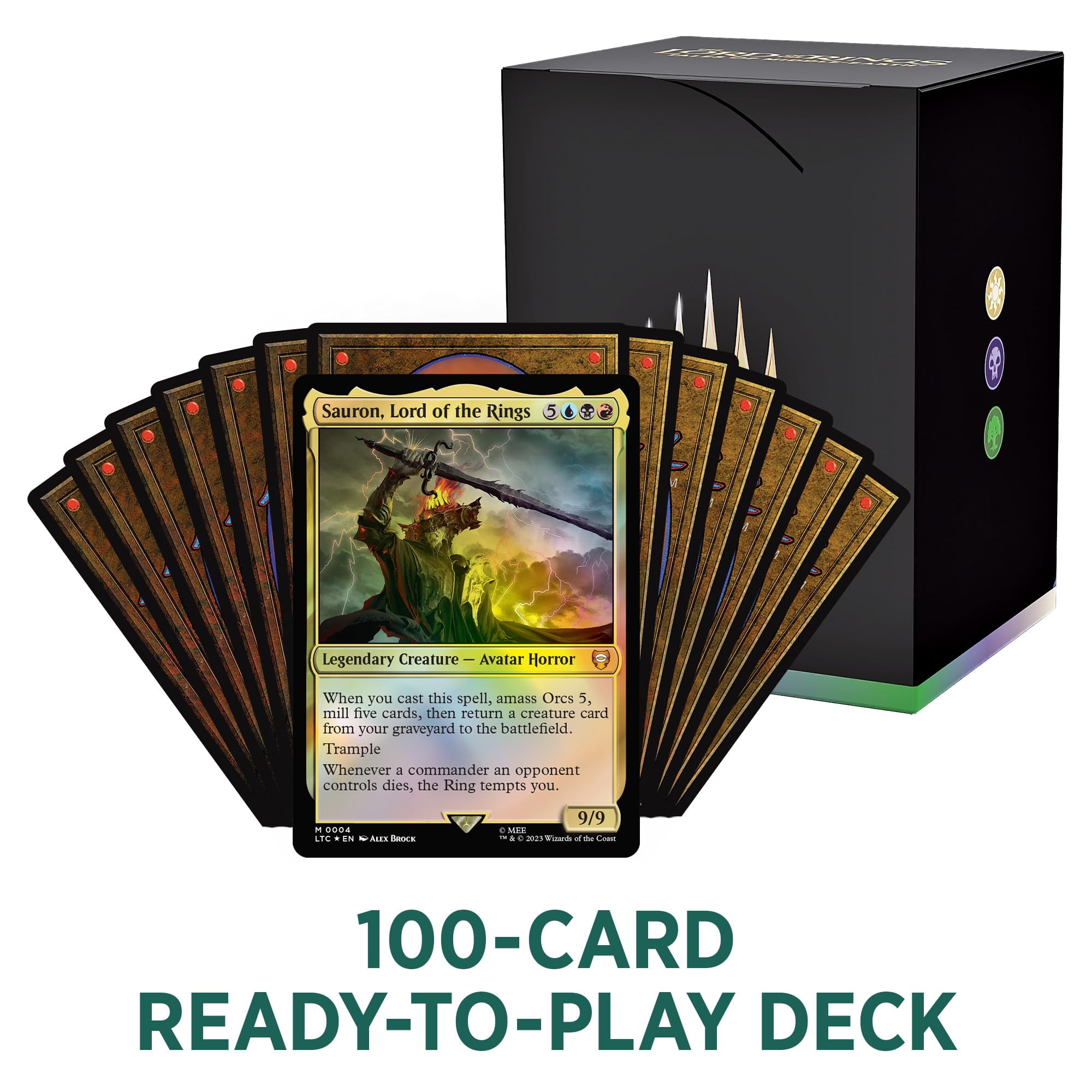 Magic: The Gathering The Lord of The Rings: Tales of Middle-Earth Commander Deck - The Hosts of Mordor (100-Card Deck, 2-Card Collector Booster Sample Pack + Accessories)