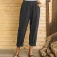thumbnail image 2 of Sngxgn Women Casual Solid Drawstring Elastic Waist Long Straight Pants(Black,M), 2 of 8