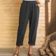 thumbnail image 3 of Pantalones de nieve Gibobby para mujer de lino elásticos con cintura y bolsillos en los tobillos Negro XL, 3 of 5