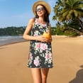 thumbnail image 3 of KLL Rose Flowers Pattern Womens Summer Dresses 2025,Loose Round Neck Sleeveless Sundresses Tank Dresses with Pockets, 3 of 7