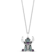 PASO JEWELS Christmas Gift Sale 925Sterling Silver Lilo & Stitch London Simulated Topaz Amethyst Pendant Free Chain