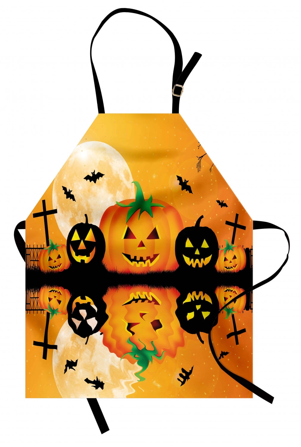 Halloween Apron Spooky Carved Halloween Jack o Lantern and Full Moon ...
