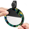 thumbnail image 2 of Peacock Feathers 2pcs PU Leather Round Bag Tags with Privacy Cover and Name ID Tag - Suitcase Tags for Travel Luggage, Handbags, Backpacks, School Bags, 2 of 6