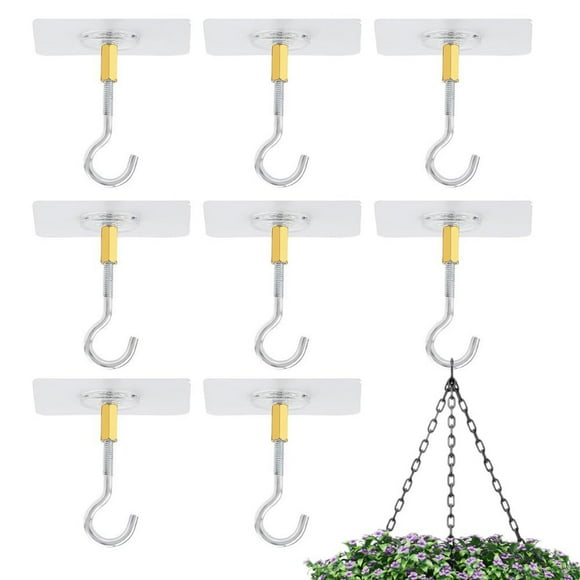 Adhesive Ceiling Hooks 8PCS Ceiling Hanger Hooks Eye Hooks for Suspending Small Plants Wind Chime Hanger for Kitchen
