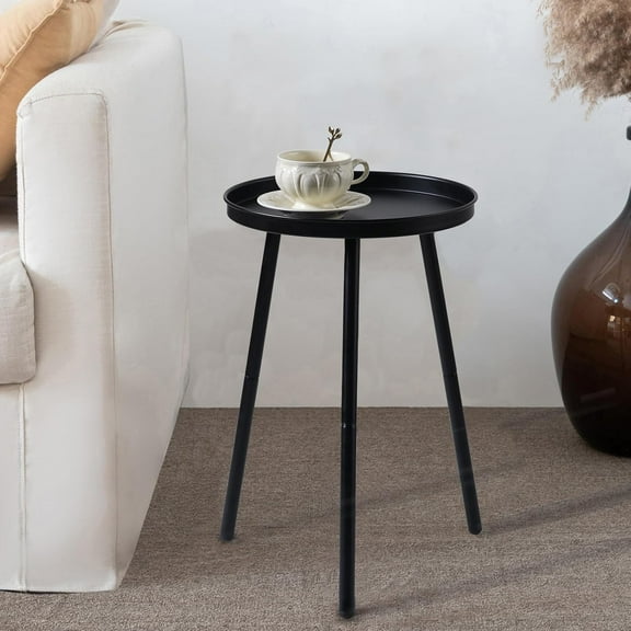 WANBIN Side Table, End Table for Any Room, Small, Matte Black with 3 Legs
