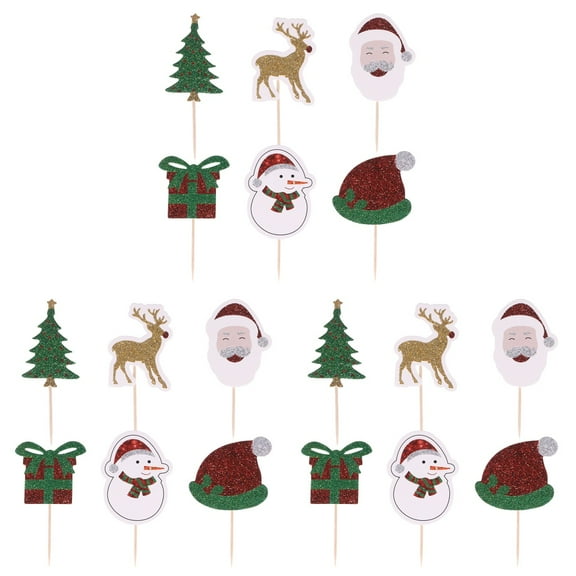 HONITANO Christmas Cake Toppers Multi Color Paper 36Pack 4In