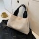 thumbnail image 4 of Bolso de mano tejido para mujer bolso de mano de gran capacidad para ir de compras (Beige negro), 4 of 9