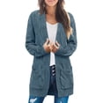thumbnail image 1 of Women's Cardigan Open Front Jumper Long Sleeve Cardigan Sweater Boyfriend Loose Outwear With Pockets, 1 of 3