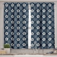 thumbnail image 2 of Ambesonne Geometric Valance & Curtain, Retro Japanese Flora, 55"x24", Dark Blue Cream, 2 of 6