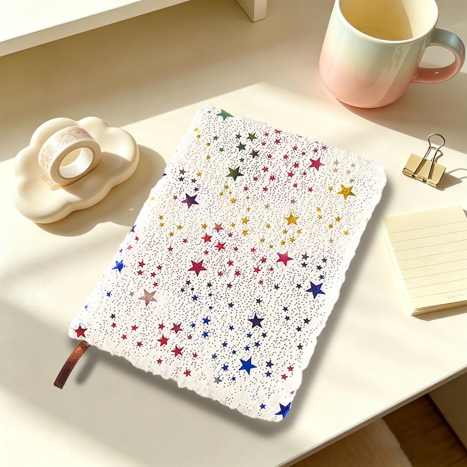 Roiihwy Plushes Cover Notebook 8.3x5.9in, Fluffy Journal for Writing, Birthday Gift for Classroom Essentials, MulticolorB