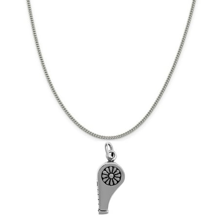 - Sterling Silver 3D Whistle Charm on a Sterling Silver 18 Curb Chain Necklace