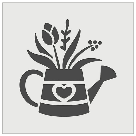 Charming Water Can with Spring Summer Flowers Gardening DIY Cookie Wall Craft Stencil - 5.5 Inch