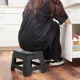thumbnail image 3 of ACSTEP Folding Step Stool 9'' Non-Slip Folding Stools with Portable Handle for Adults Holds Up to 300 lbs, Plastic Foldable Step Stool for Bathroom, Bedroom, Kitchen, Black, 3 of 10