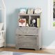 thumbnail image 1 of 2-estante para niños de madera almacenamiento gabinete: estante y toy almacenamiento con flip-top lid y cubby, gris finish para playroom, dormitorio, nursery, o school, 1 of 8