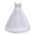 thumbnail image 2 of IBTOM CASTLE Little Big Girls Vintage Lace Junior Bridesmaid Dress Floor Length Dance Ball Pageant Maxi Gown for Party Wedding 12-13 Years White, 2 of 8
