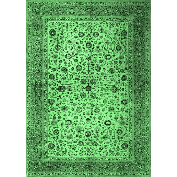 Ahgly Company Indoor Rectangle Persian Emerald Green Traditional Area Rugs, 4' x 6'