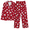 thumbnail image 4 of Women’s Christmas Pajama Set Two Piece Long Sleeve Button Up Top and Full Length Pants with Funny Xmas Print Cozy Holiday Sleepwear for Family Matching and Festive Lounging, 4 of 7