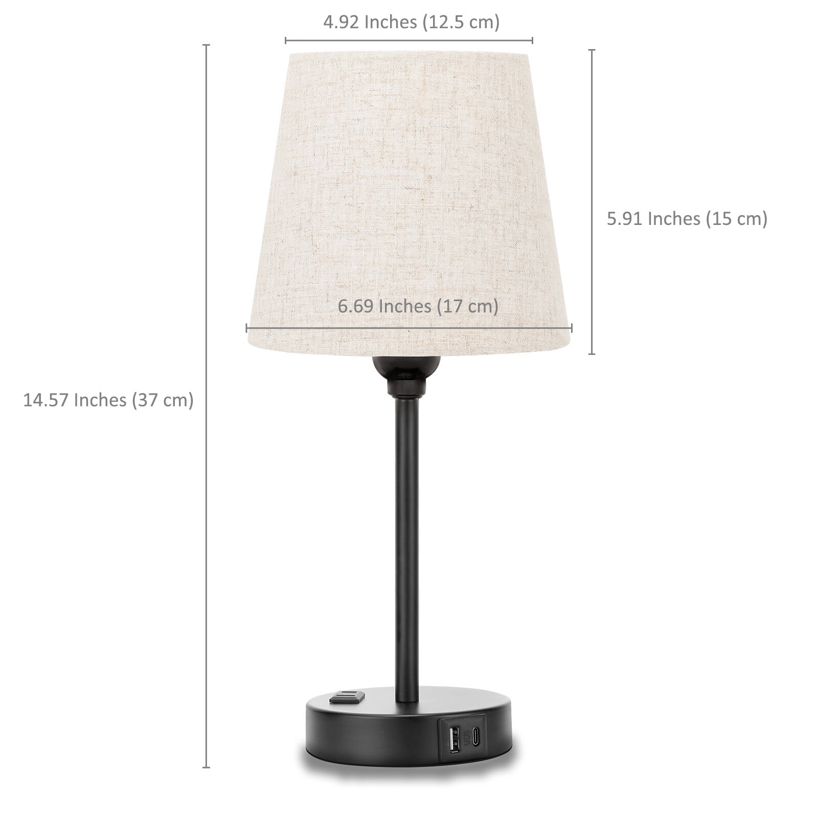 Set of 2 Modern Table Lamp Set with Touch Control, AC Outlet and USB A&C Ports for Bedroom, Livingroom