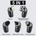 thumbnail image 3 of 5 In1 Rechargeable Bald Head Shaver IPX6 Waterproof Men Electric Shaver Washable Dual Use with 5 Head Razor with Cleaning Brush with Face Cleanser Caliper Comb, 3 of 11