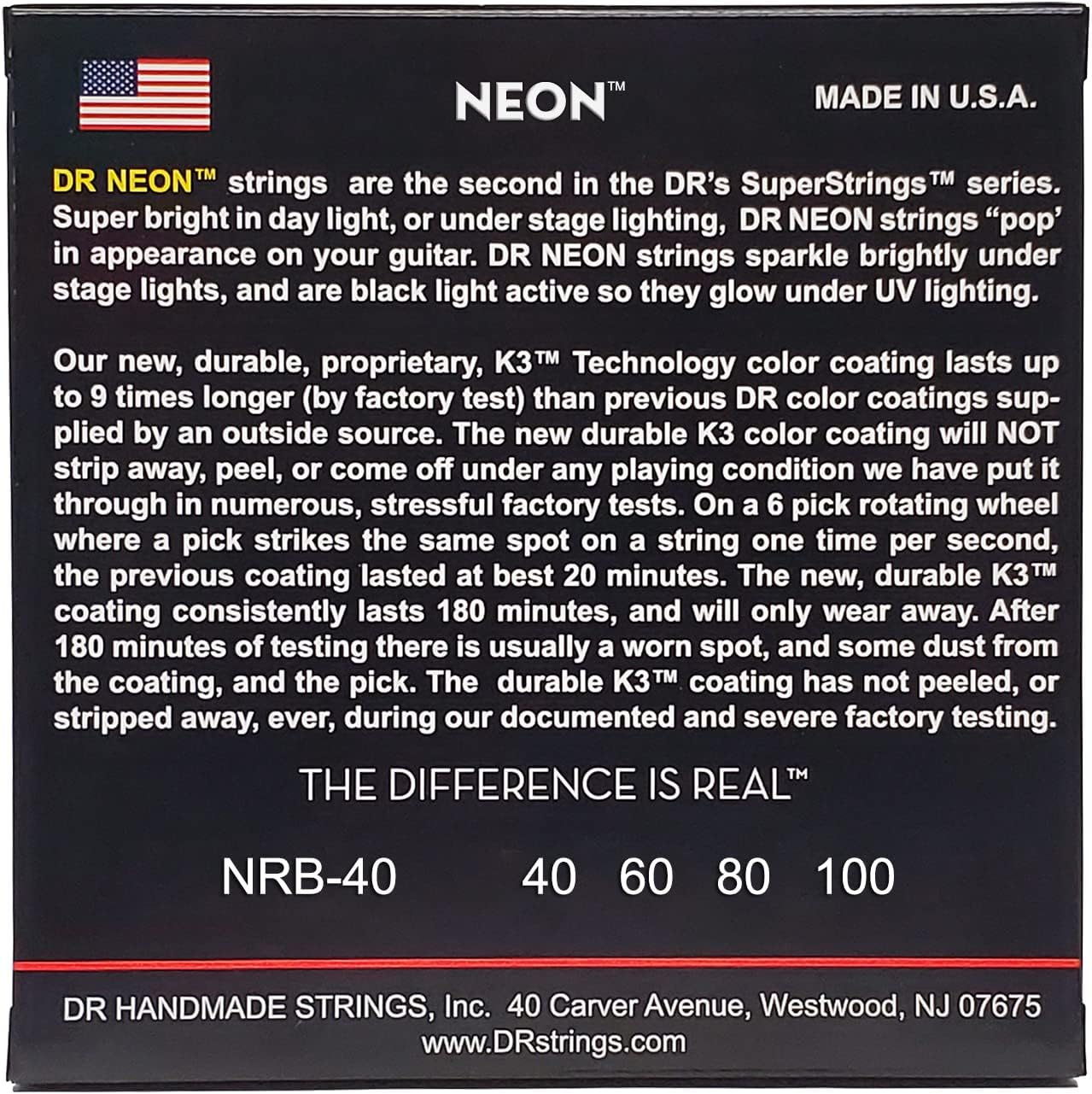 DR Strings Hi-Def NEON Red Coated Lite Bass Strings (40-100)