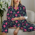 thumbnail image 6 of Yiaed Ping Pong Rackets And Balls Print Pajamas Women's Long Sleeve Sleepwear Soft Button Down Loungewear Pjs Lounge Set Nightwear Womens Pajama Pants-Small, 6 of 7