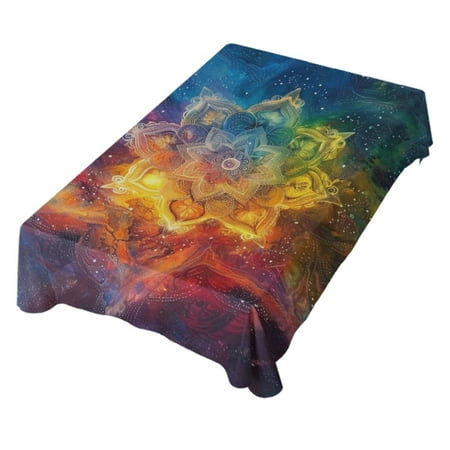 

JSTEL Mandala Rainbow Color Nebula Table Cloth Square 54 x 54 Inch Tablecloth Anti Wrinkle Table Cover for Dining Kitchen Parties