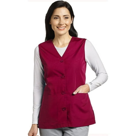 Button Front Knit Vest - Marvella by White Cross Women's Button Front Solid Scrub Vest