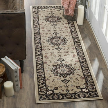 SAFAVIEH Lyndhurst Harper Traditional Bordered Runner Rug, Cream/Anthracite, 2'3" x 8'